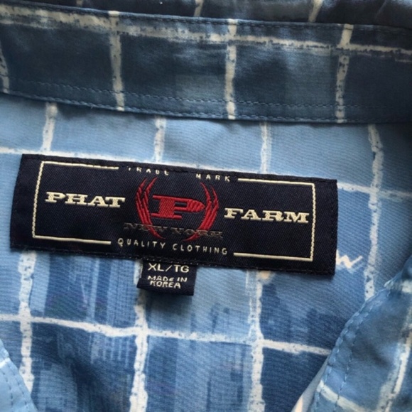 Phat Farm Blue Grid Pattern Shirt - Picture 3 of 10